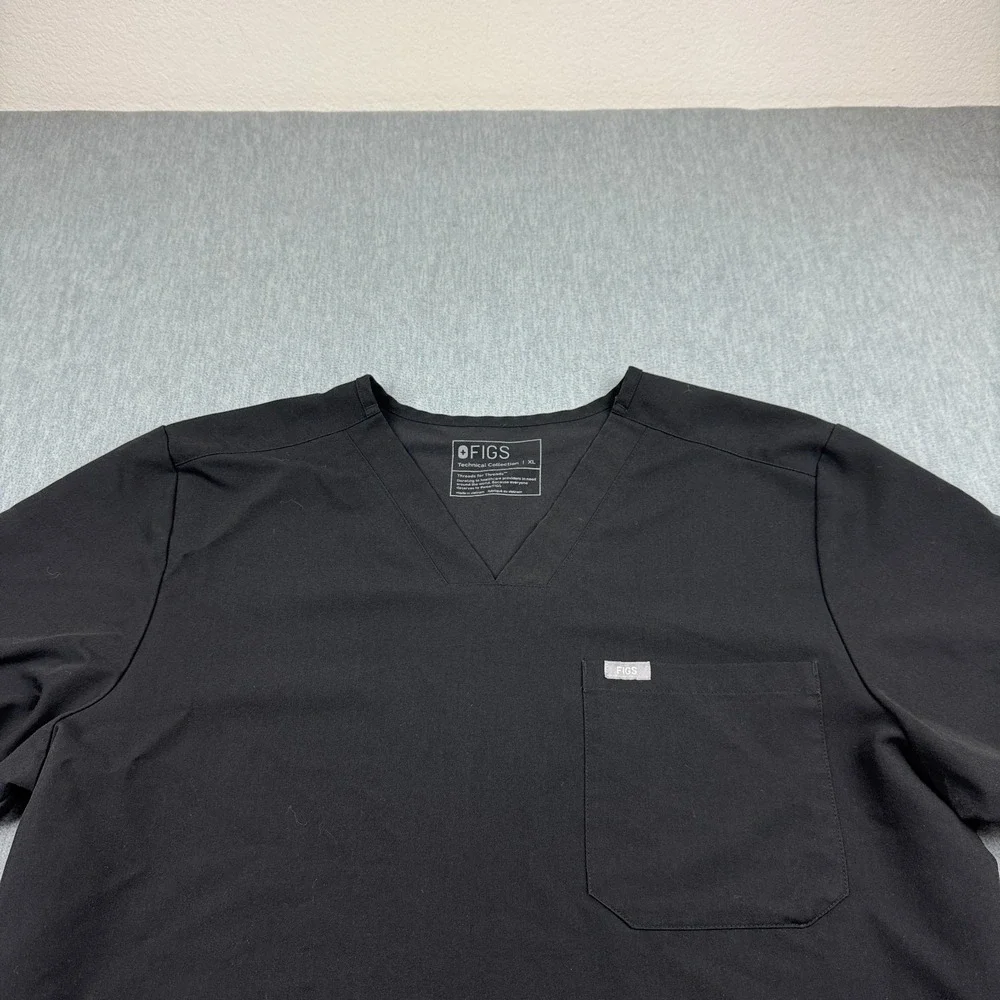 Figs Scrub Top Mens XL Black Chisec Three Pocket Technical Collection‎ Medical